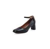Sapatos Mary Jane de pele de cabra texturizados, estáveis e antiderrapantes, 2024, primavera, salto alto grosso, bico quadrado, sapatos de couro integral para mulheres por dentro e por fora