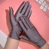 Guantes finos de licra para primavera y verano, de alta elasticidad, bordados, para mujer, con protección solar, decoración, joyería, para conducir, etiqueta, color blanco