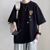 Camiseta de manga corta para hombre, verano 2023, estilo retro americano, holgada, de talla grande, informal, de media manga para estudiantes