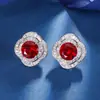 Outono e Inverno Novo Zhuang Shengsheng Joias Base de Cobre Banhado a Ouro Coríndon Vermelho Simulado de Alta Qualidade Redondo Conjunto Feminino 20mm16mm