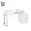 Mesa de Manicure Branca de Camada Dupla Atacado de Fábrica com Aspirador Embutido Incluindo Apoio de Mão Armazenamento de 12 Compartimentos Mesa de Manicure Estilo Ins
