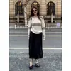 Suéter de Punto Negro a Rayas con Perlas Estilo Coreano para Mujer, Atuendo de Principios de Primavera para Figuras Pequeñas, Diseño Elegante, Top Holgado