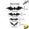 Pegatinas 3d de Murciélago de Halloween Diseño de Sitio Murciélago Negro Araña Decoración de Vacaciones tamaño pequeño Murciélago Grande