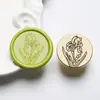 Sello de Cera de 2.2 cm Cabeza de Sello Floral Simple Serie Floral Tallado con Láser Planta Latón Cabeza de Sello Venta al por Mayor desde Fabricante