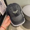 Nova Touca Estilo Japonês e Coreano com Renda Pérola Laço Estilo Doce Cool Feminina Primavera e Verão Jeans Lavado Boné de Beisebol