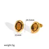 Brincos de Flor com Strass de Cristal Pino de Bola para Piercing Aço Inoxidável Banhado a Ouro 18K por Galvanoplastia a Vácuo Brincos de Pino de Orelha Sensação de Alto Padrão