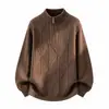 Chegada Nova 2026 Suéter Casual Masculino Marca da Moda Tendência Jacquard Pulôver com Meio Zíper Malha Grossa Masculino