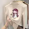 Blusa casual de manga comprida para meninas DeRong, nova coleção outono e inverno, design estiloso e versátil de gola alta para crianças mais velhas