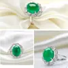 Nuevo Anillo de Floración de Calcedonia Verde Natural Imitación Hermoso Agradable Anillo Hueco de Flor de Cristal Enharinado