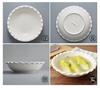Tazón hondo de cerámica blanca pura para sopa para hotel, tazón de cerámica al por mayor, tazón de sopa de porcelana blanca con forma de encaje Sun Bowl
