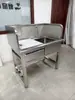 Mesa de Trabalho para Peixe de Aço Inoxidável para Supermercado Comercial Mesa de Abate de Frango e Pato Mesa de Corte de Peixe Bancada de Operação com Pia Integrada