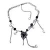 Dulce Collar de Borla de Estrella de Amor Negra con Incrustaciones de Diamantes de Moda Cool Pendientes Cadena para Clavícula para Mujer Nueva Entrada Accesorios Nicho de Lujo Ligero