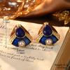 Pendientes de plata con diseño de flor retro, estilo nicho antiguo de estilo medio, con personalidad avanzada y que conserva el color, con perlas francesas europeas y americanas.