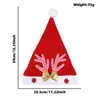 Sombrero de Navidad con Cuernos de Brillo para Adultos, Lazo, Copo de Nieve, Sombrero de Terciopelo Rojo, Regalo de Navidad, Sombrero de Reno de Dibujos Animados con Cuernos