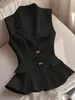 Chaleco Elegante de Exterior para Mujer, sin Mangas, Ajustado a la Cintura, con Dobladillo Fruncido, Ropa Transfronteriza Europea y Americana de Amazon
