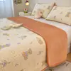 Capa de cama de veludo de algodão cartoon, lençol de cama grosso de algodão puro de peça única, capa de tatame antiderrapante, conjunto de três peças, adequado para todas as estações