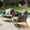 Sofá de Exterior Nórdico Teak Mesa de Centro de Rattan para Pátio Combinação Cadeira de Rattan para Varanda Jardim de Villa Exterior Móveis à Prova d'Água