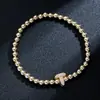 Pulsera elástica para mujer Amazon Transfronteriza Moda Letra Simple Cobre Incrustado con Circonita y Cuentas Uvccb