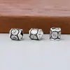 Nuevos accesorios de plata S925, cuentas espaciadoras vintage de plata tailandesa, cuentas de barril con agujero grande, pulsera de accesorios al por mayor