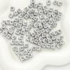 6*6 Letras Inglesas Acrílicas Cuentas Cuadradas de Plata Antigua Cuentas Sueltas Cadena para Teléfono Móvil Kit de Materiales para DIY Pulsera Accesorios para Collar