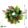 Corona de Navidad de Aguja de Pino Artificial con Bayas Rojas Decoración para Fiesta Navideña Patio Ventana del Hogar Colgador de Puerta para Corona de Navidad