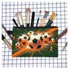 Cartera para monedas grande de temática de fútbol nueva de Temu transfronteriza, bolsa simple cuadrada para almacenamiento de papelería, estuche para lápices de gran capacidad para estudiantes