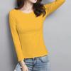 Camiseta básica de atacado de fábrica para mulheres Primavera e Outono manga longa slim fit roupa íntima roupas de outono top liso versátil gola redonda para mulheres