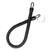 En Stock Venta al por Mayor Cuerda Elástica Metálica Llavero Plástico Negro Elástico Retráctil Correa para Teléfono Llavero para Coche Antiperdida