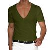 Camiseta de Manga Corta con Cuello en V para Hombre 2023 Estación Independiente Europea y Americana Amazon Camiseta Casual de Color Sólido de Corte Ajustado para Hombre Manga Corta para Hombre