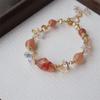 Nuevo Pulsera de Piedra Rosa para Mujer, Hebilla de Seguridad Retro Simple Colgante de Moneda, Pulsera con Cuentas de Perlas, Regalo para Estudiante