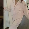 Pijama de cuadros rosas con conejitos para niña, nuevo conjunto de primavera/otoño de manga larga y pantalón largo, se puede usar como ropa de casa