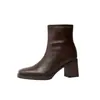 Botines cortos cuadrados vintage hechos a medida para mujer, nuevos botines elásticos ajustados de tacón alto con cremallera lateral, otoño e invierno 2026, Botas Martin