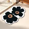 Tapete de Chão de Lama Diatomácea com Estampa de Borboletas e Bolinhas Pretas para Entrada de Casa Banheiro Absorvente de Água Antiderrapante Resistente ao Desgaste