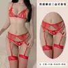 Lingerie Sexy para Mulheres, Conjunto Sexy de Renda com Abertura no Gancho Sem Tirar, Cinta-Liga, Meias, Meias de Rede, Conjunto de Três Peças, Dropshipping A01