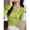 Camiseta térmica negra para mujer, otoño/invierno, suéter de punto de cuello en V de alta gama, capa interior elegante, top ajustado