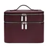 Bolsa de Maquillaje Transfronteriza Nueva de PU con Patrón de Lichi Portátil de Celebridad de Internet Gran Capacidad para Artículos de Tocador Impermeable Conveniente Bolsa de Almacenamiento de Doble Capa