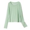 Camisa Fina de Verano Microtransparente con Protección Solar para Mujer, Suéter Holgado de Manga Larga de Talla Grande, Camisa para Aire Acondicionado con Tirantes y Blusa Exterior de Punto