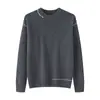 Suéter Ming de Lançamento Novo Outono e Inverno Design de Contraste Cor Gola Redonda Masculino Bonito Casual Solto Versátil Suéter de Casal