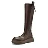 Estilo Feito à Mão! Botas Femininas Longas, Novo Estilo Outono e Inverno 2025, Forradas com Lã, Sola Grossa, Botas de Equitação até o Joelho