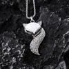 Cadena de suéter de moda japonesa y coreana, cara blanca, zorro, colgante de gota de aceite, elegante, versátil, estilo Chanel, collar para mujer, cadena que no se decolora
