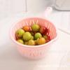 Bacia de lavagem de frutas de plástico de camada dupla, cesto de drenagem com alça, cesta de lavagem de cozinha, peneira de arroz doméstica, bacia de lavagem de arroz, frutas