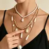 Collar en Capas de Perlas Artificiales Multicapa Estilo Chica Picante Fresca de Moda Transfronterizo Europeo y Americano Cadena para Clavícula Vestido de Fiesta