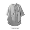 2026 Verano Nuevo Estilo Hong Kong Base Blanca Talla Grande Algodón Manga Corta Camiseta Americana Tres Rayas Manga Corta Versátil para Hombre