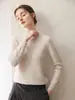 Chegada Nova Outono 2026 Suéter Feminino de Cashmere Gola Meia-Alta Cor Lisa Slim Fit Malha Base