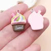 6 Colores Creativos Mini Dulce Resina Batido Pastel Joyería Accesorios DIY Comida Juguete Colgante Pendientes Cadena de Taza Colgante