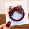 Goma para el Cabello Hecha a Mano de Tela Satinada con Perlas, Cuerda Elástica Alta para Cola de Caballo, Accesorio para el Cabello