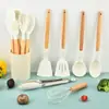 Colher de Cozinhar e Espátula Conjunto de Utensílios de Cozinha Silicone Cabo de Madeira Utensílios de Cozinha Conjunto de 12 Peças Espátula Antiaderente Conjunto de 11 Peças Conjunto para Assar