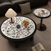 Mesa de Centro Pequeña Mantel Redondo Americano de Alta Gama Lujo Ligero Impermeable y a Prueba de Aceite Ambiental Lavable Cuero Redondo Mantel