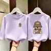Camiseta de manga larga de algodón puro para niños talla mediana y grande, camiseta básica infantil de estilo coreano moderna y elegante para otoño 2026