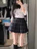 Uniforme JK Feminino Camisa de Cintura Sexy Preppy Manga Longa Roupa Exterior Efeito Emagrecedor O Ano Todo Saia Saia Curta Conjunto
